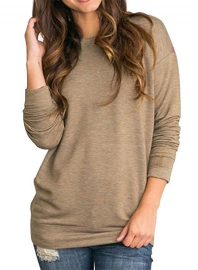 Oasap Round Neck Batwing Sleeve Color Splicing Pullover Tee Shirt