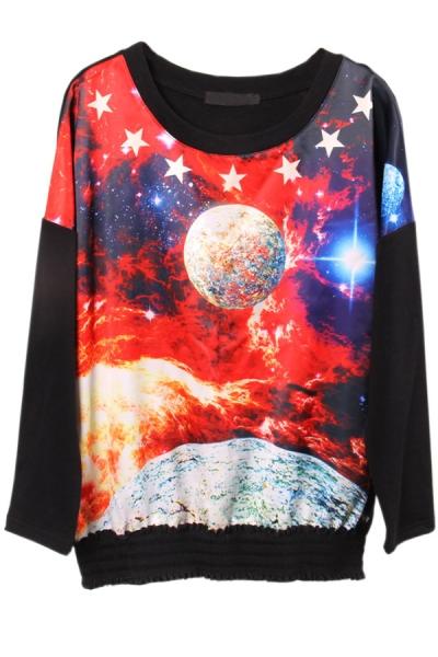 Oasap Glitter Celestial Sweatshirt