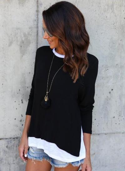 Oasap Casual Fake 2 Piece Pullover Tee