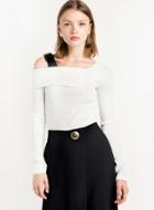 Oasap Preppy Style Off Shoulder Slim Fit Knit Sweater