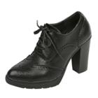 Oasap Pointed Toe Solid Color Brogue Shoes
