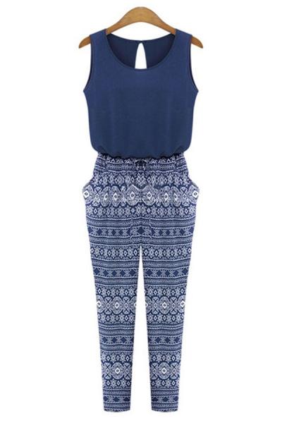 Oasap Delightful Ikat-print Jumpsuit