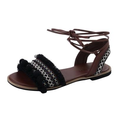 Oasap Peep Toe Flat Gladiator Sandals With Tassel