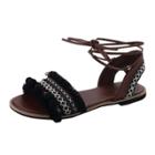 Oasap Peep Toe Flat Gladiator Sandals With Tassel