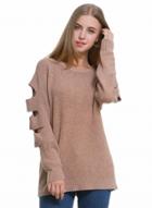 Oasap Solid Cut Out Long Sleeve Pullover Knit Sweater