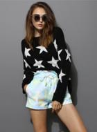 Oasap Fashion Pentagram Printed Loose Fit Sweater