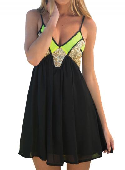 Oasap Women's Deep V Neck Club Mini Dress With Spaghetti Strap