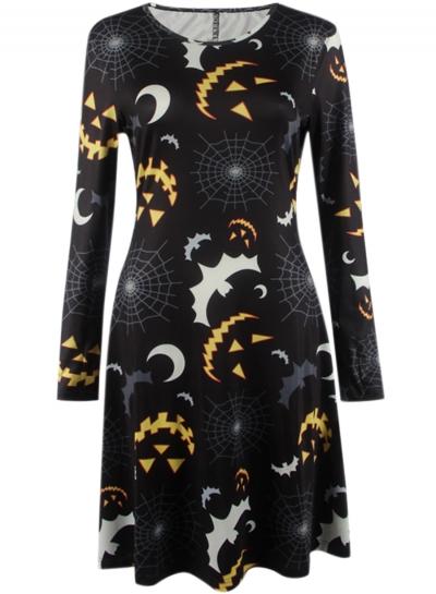 Oasap Women's Graphic Round Neck Halloween Party Dress