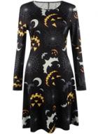 Oasap Women's Graphic Round Neck Halloween Party Dress