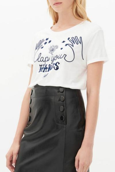 Oasap Clap Your Hands Graphic Cotton Knit Tee