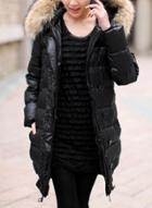 Oasap Hooded Long Sleeve Collect Waist Thicken Down Coat