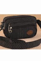 Oasap Black Zipped Dots Printing Messenger Bag