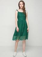 Oasap Deep Green Cute Lace Dress