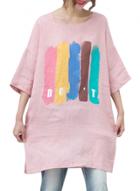 Oasap Women's Colorful Graphic Side Slit Loose Fit Blouse