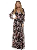 Oasap Floral V Neck Long Sleeve High Waist Maxi Bohemian Dress