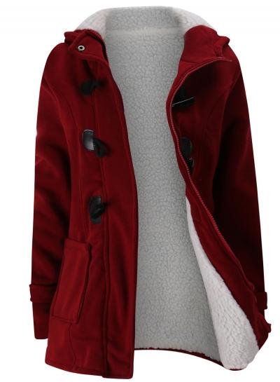 Oasap Fashion Frog Button Lamb Wool Hooded Coat