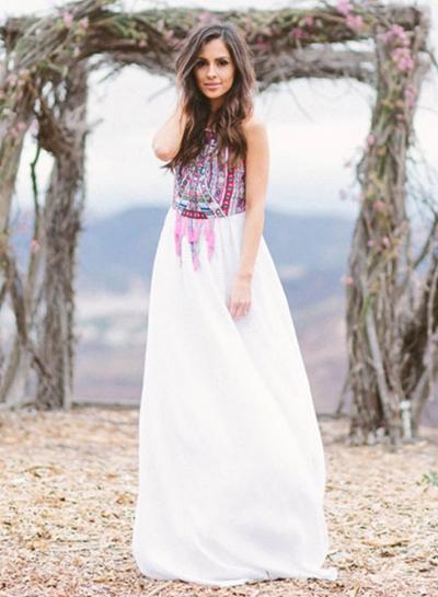 Oasap Boho Sleeveless Off Shoulder Maxi Dress With Tassel