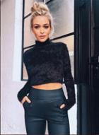 Oasap High Neck Long Sleeve Cropped Mohair Sweater
