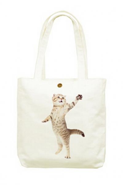 Oasap Fashion Cat Print White Tote