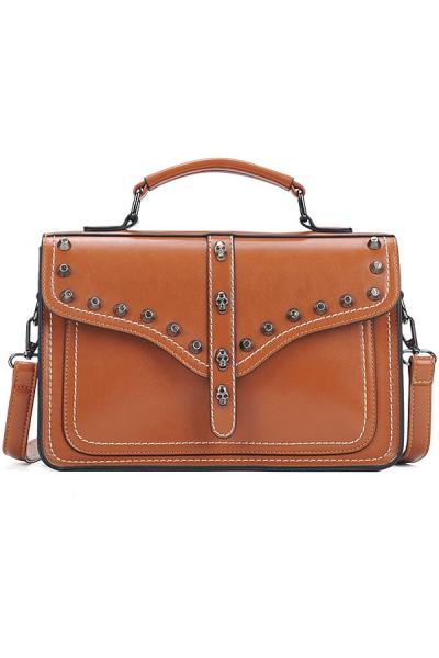 Oasap Utility Studded Shoulder Bag