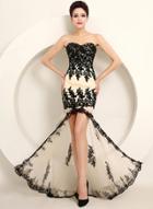 Oasap Strapless High Low Lace Evening Dress