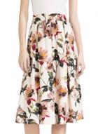 Oasap Women's Floral Print Elastic Waist Chiffon Midi Skirt