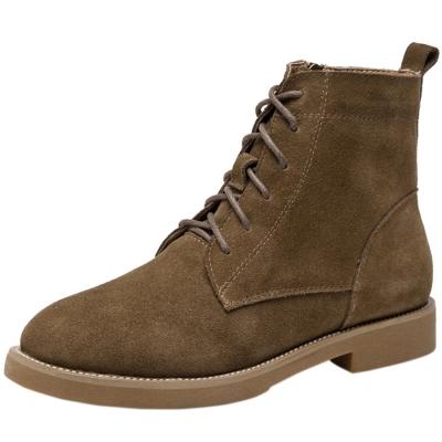 Oasap Women's Vintage Faux Suede Lace Up Side Zip Ankle Boots