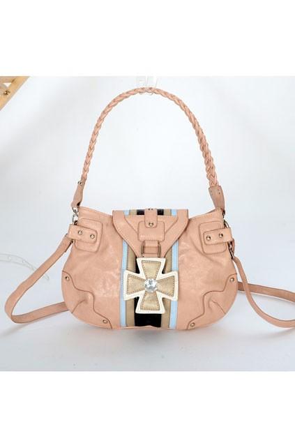 Oasap Contrast Colored Striped Shoulder Bag With Plaited Strap