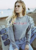 Oasap Fashion Letter Printed Loose Fit Cropped Sweatshirt