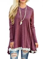 Oasap Long Sleeve Loose Fit Lace Panel Pulover Tee