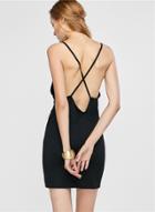 Oasap Fashion Sleeveless Backless Bodycon Solid Club Dress