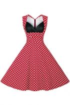 Oasap Vintage Polka Dot Printing Dress