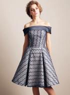 Oasap Lace Trim Off Shoulder Pleated A-line Dress