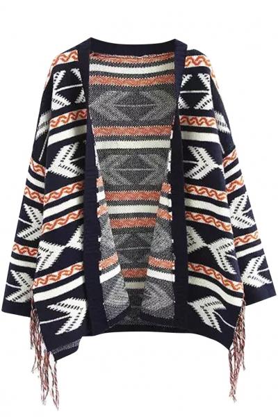 Oasap Vintage Ethnic Open Front Cardigan