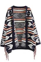 Oasap Vintage Ethnic Open Front Cardigan