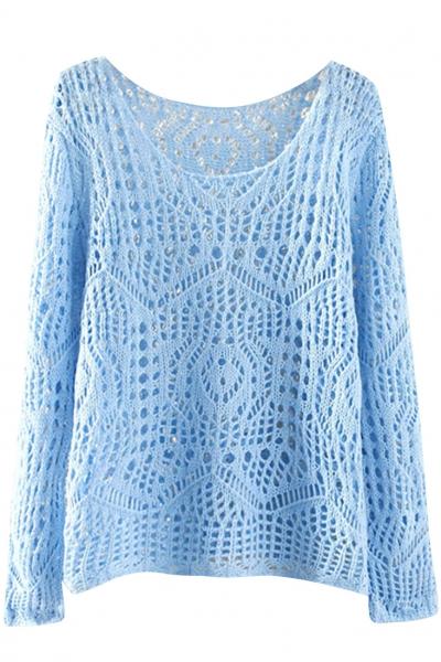 Oasap Cute Cutout Long Sleeve Solid Pullover