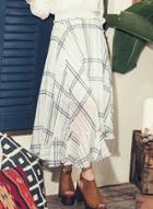 Oasap Fashion Plaid Irregular Midi Skirt