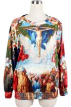 Oasap Standout Oil Painting Print Sweatshirt