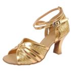 Oasap Solid Cross Strap Block Heels Latin Dance Shoes