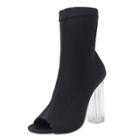 Oasap Peep Toe Transparent Heels Strench Boots