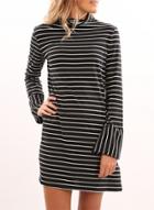 Oasap Casual Stripe Long Sleeve Pullover Dress