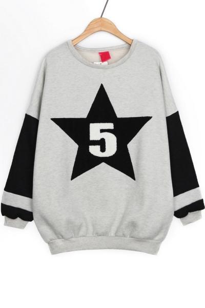 Oasap Color Block 5 Fleece Sweatshirt