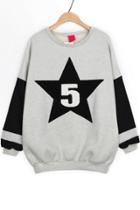 Oasap Color Block 5 Fleece Sweatshirt