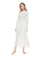 Oasap Long Sleeve Hollow Out Lace Panel Dress