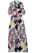 Oasap Fetching Baroque-inspired Printed Half Sleeve Midi Woman Dress
