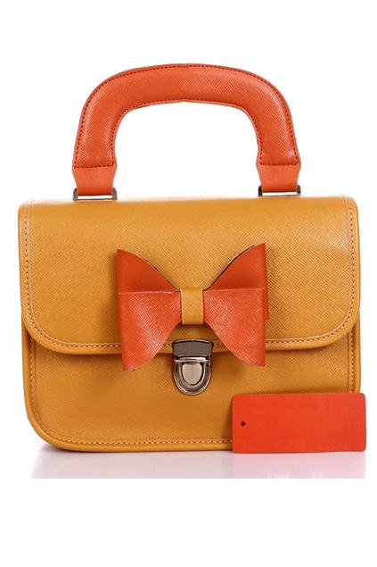 Oasap Push Lock Bowknot Embellished Shoulder Bag