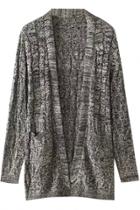 Oasap Heather Grey Cable Knit Cardigan With Pockets