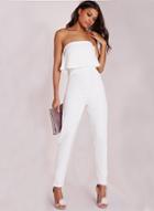 Oasap Fashion Strapless Ruffle Solid Party Jumpsuit
