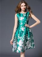 Oasap Sleeveless Floral Printed A-line Dress