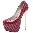Oasap Round Toe Platform Stiletto Slip-on Pumps